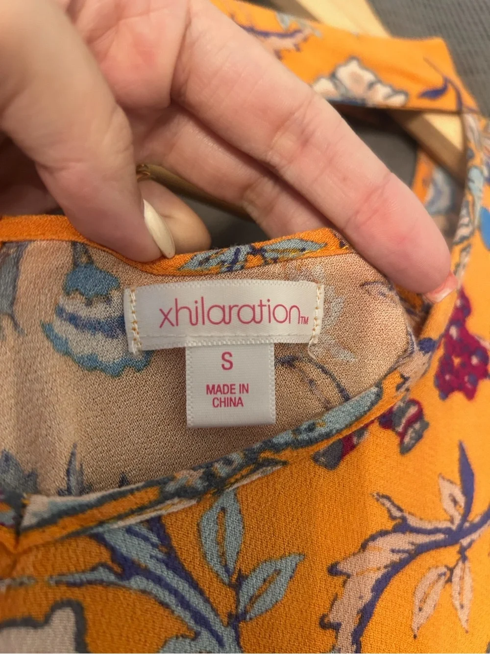 Xhilaration Yellow Floral Bell-Sleeve Mini Dress - Picture 3 of 3